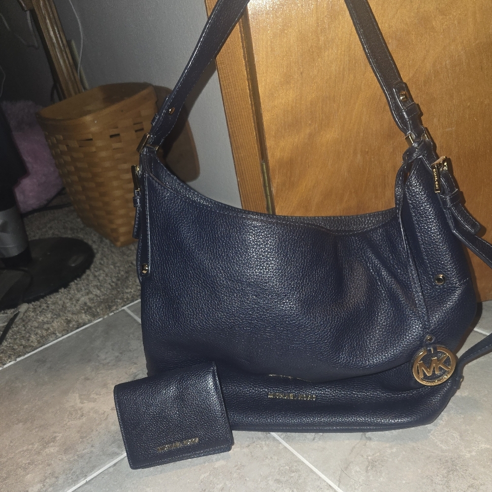 Michael Kors Blue Leather Hobo Bag
